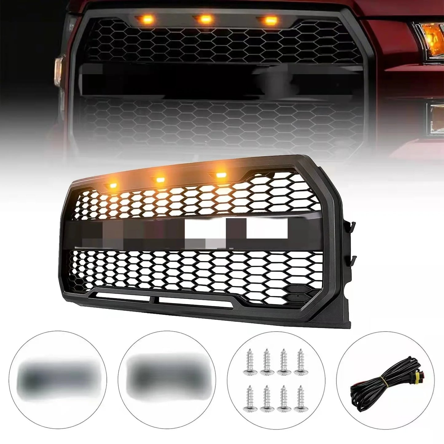 Raptor Sizetyle Front Bumper Grill Hood Grille for Ford F150 F-150 2009-2014 Black