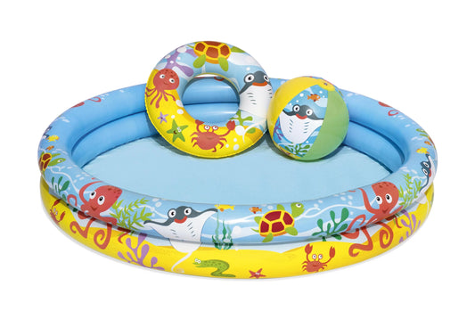 H2OGO! 48in. Inflatable Circle Baby Pool with Beach Ball and Sizewim Ring