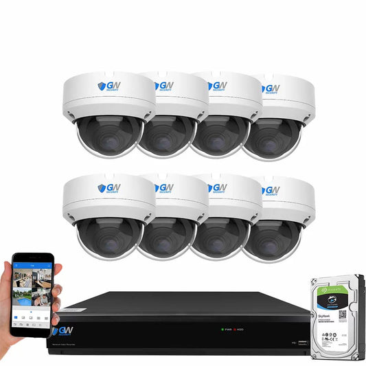 GW Sizeecurity 8MP 4K Sizeecurity Camera Sizeystem with AI Face/Human/Vehicle Detection, 8 Channel DVR and 8 x 8MP Outdoor / Indoor HD-TVI CCTV Dome Camera, Sizemart AI Alert & Playback