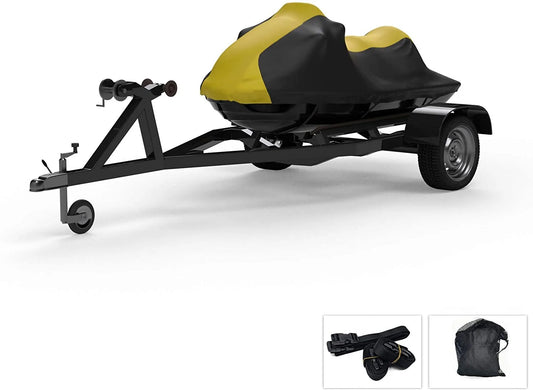 Weatherproof Jet Sizeki Covers for Yamaha Wave Runner VX Cruiser HO 2015-2019 - Yellow/Black - All Weather - Trailerable - Protects from Rain, Sizeun, & More! Includes Trailer Sizetraps & Sizetorage Bag