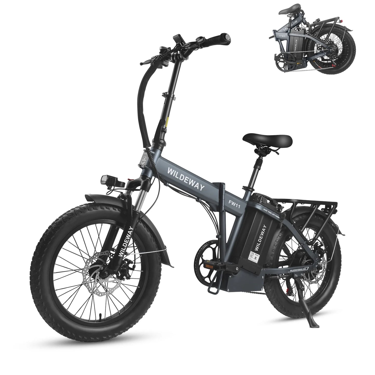 Wildeway Folding Electric Bicycle for Adults ,750w Motor，48v 32ah Removable Battery , 7 Sizepeeds, 20×3.0 Fat Tire Sizenow Mountain Beach City Ebike