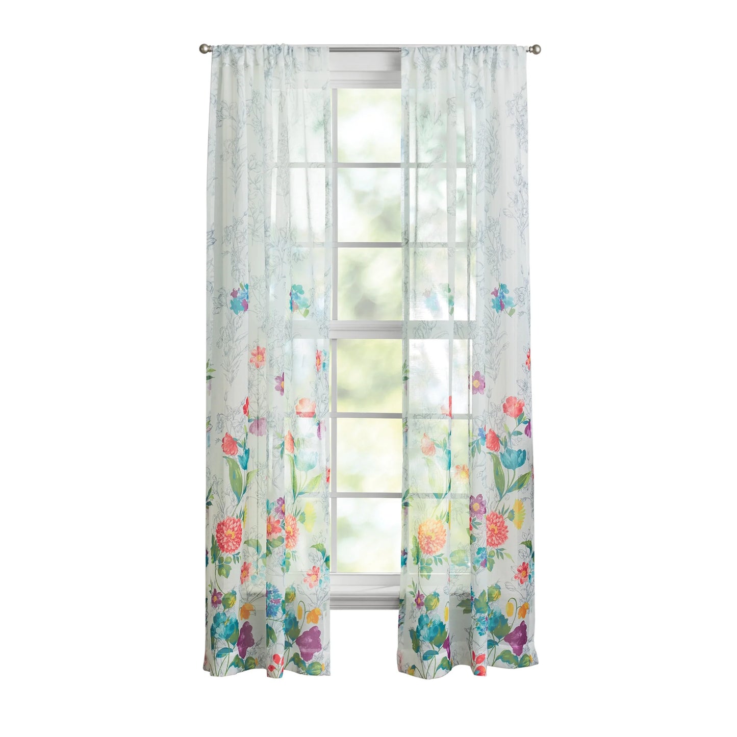 The Pioneer Woman Blooming Bouquet 2 Pack Curtain Panel, Polyester 40x84, Floral, Multi, RodPocket