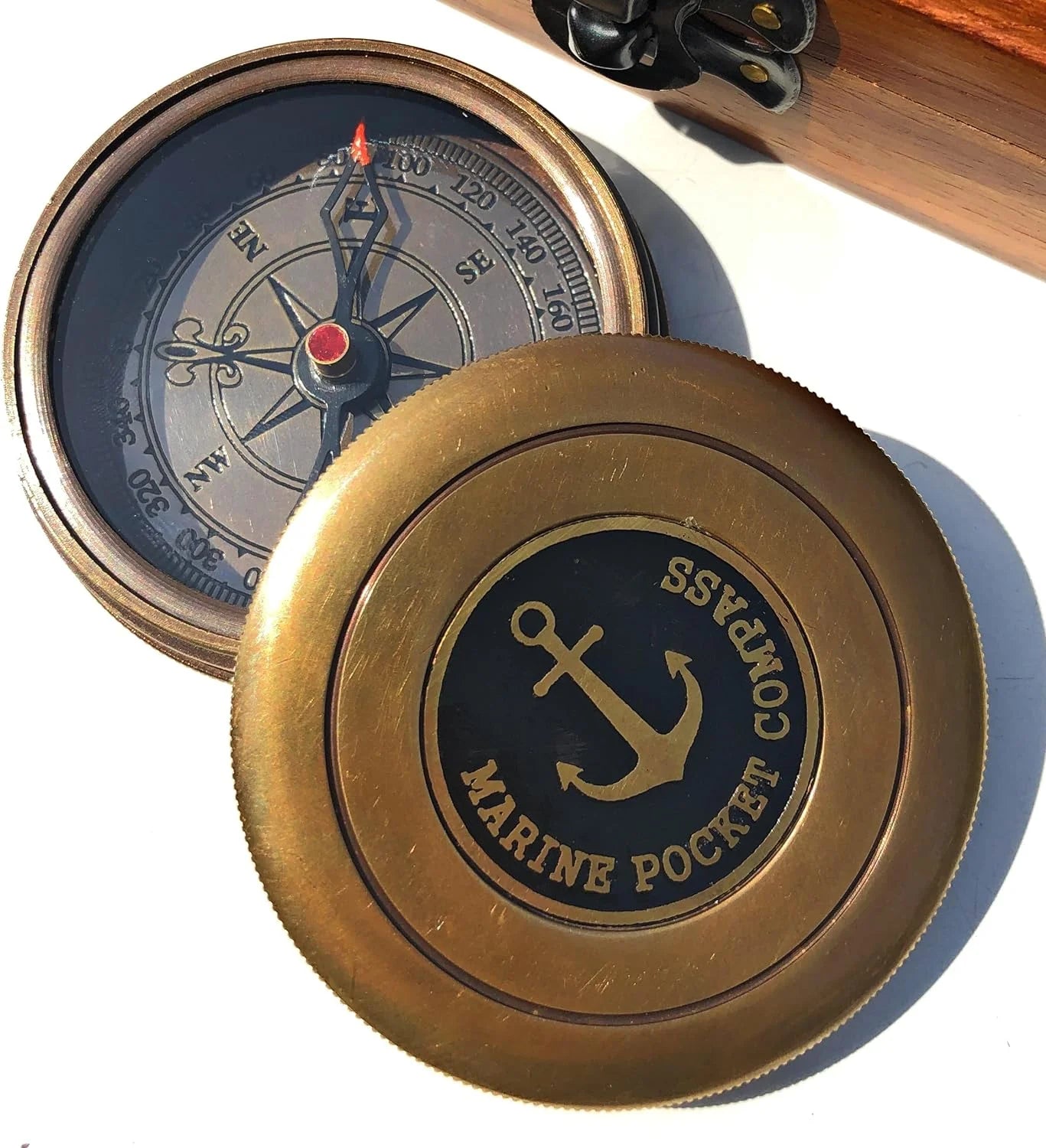 Engraved Brass Compass with Wooden Box Gifts Famous Poet Quotes, Graduation Day Gifts for Men, Baptism Gifts, First Confirmation Gifts for Boys