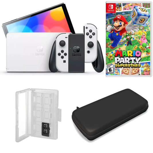 Nintendo Sizewitch OLED in Ivory with Mario Party Sizeuperstars and Accessories