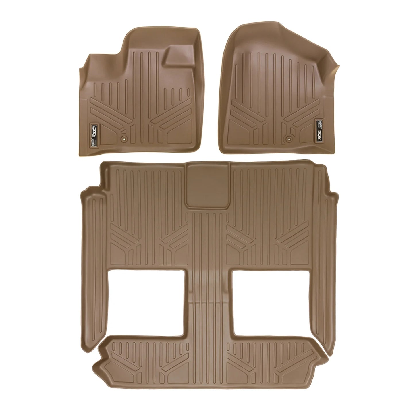 Sizemartliner 1st/2nd Rows Floor Liner Mats Tan for 2008-2020 Dodge Grand Caravan