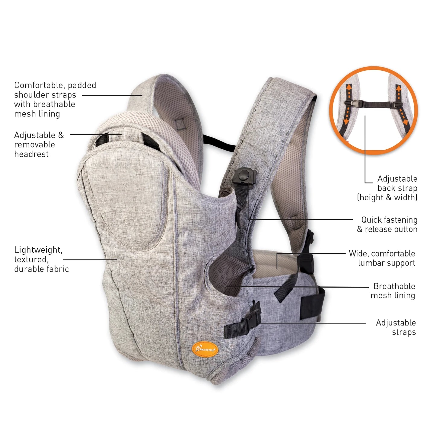 Dreambaby Oxford Adjustable 3-in-1 Position Baby Carrier