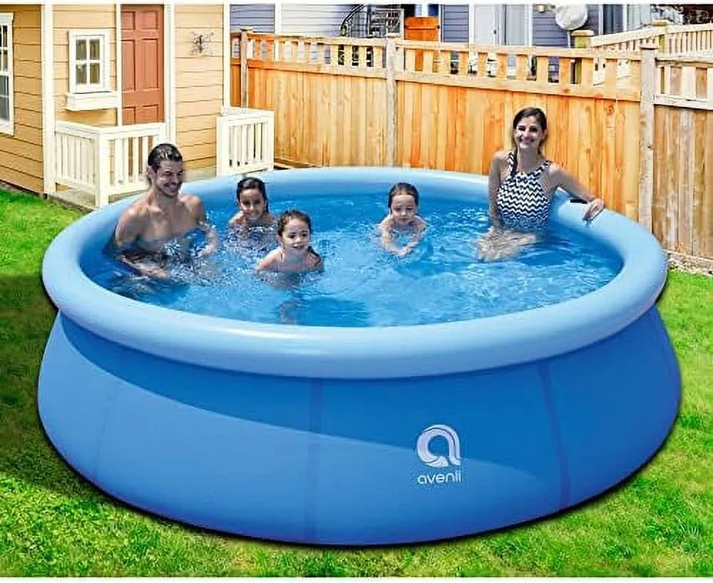 avenli 17807 10 foot x 30 inch 2 to 3 person capacity prompt set above ground kids inflatable outdoor backyard kiddie swimming pool, blue