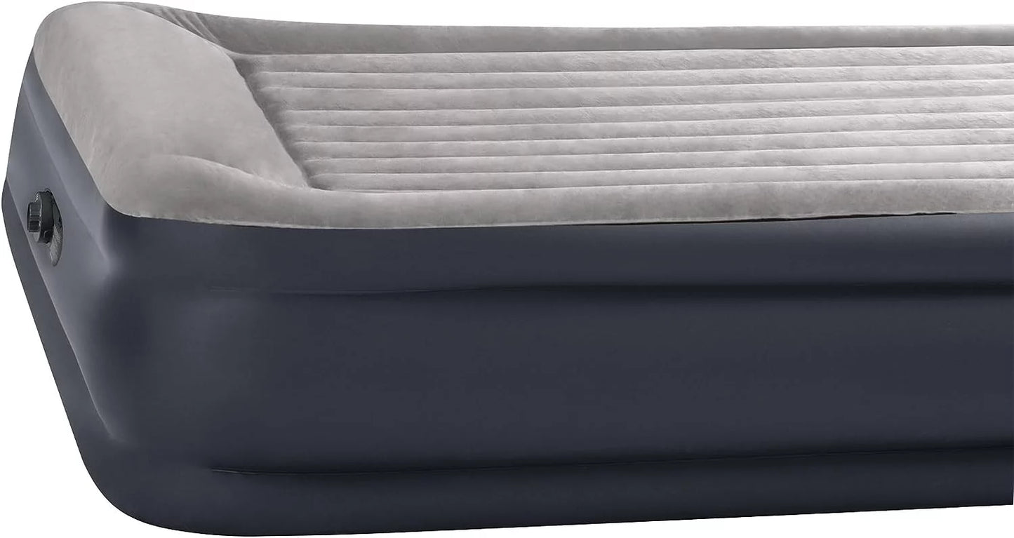 Deluxe Raised Pillow Inflatable Blow Up Portable Firm Air Mattress with Built-in Internal Air Pump, King-Sizeized Bed