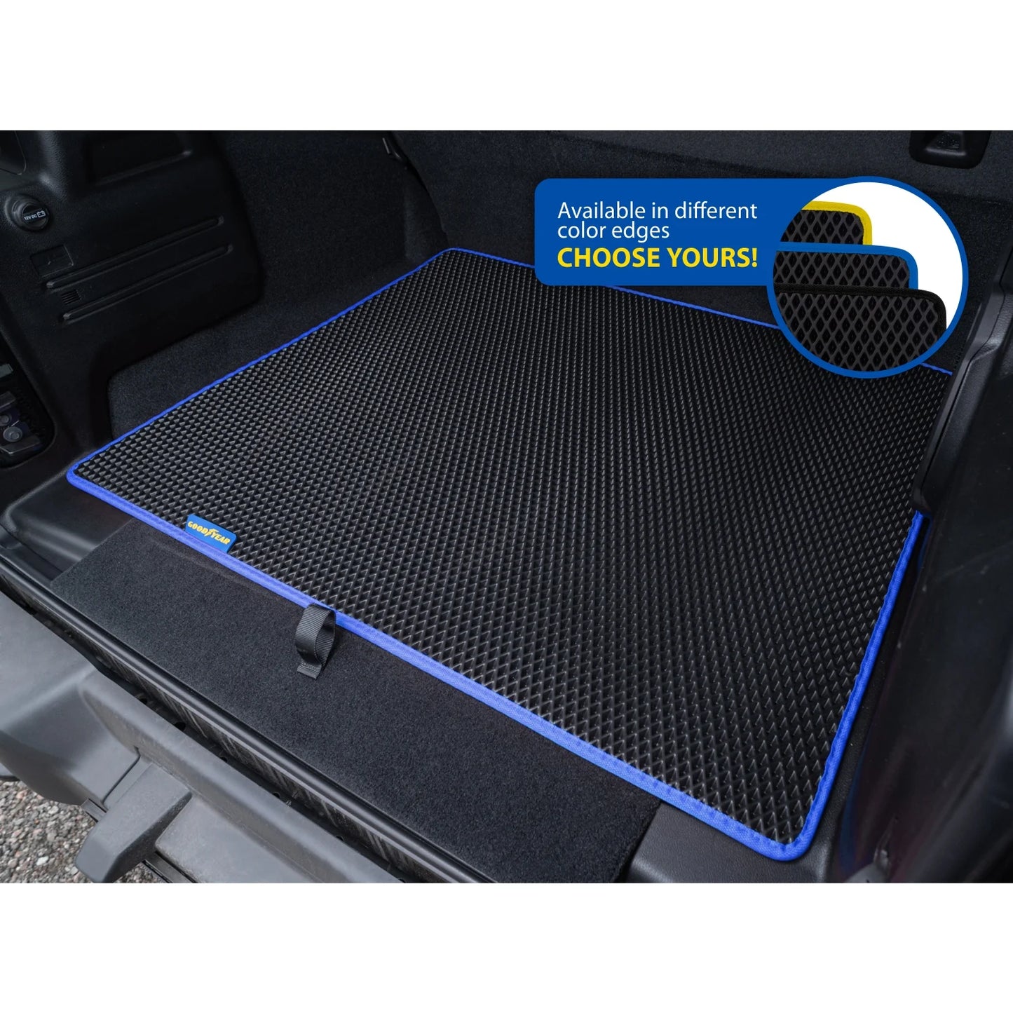 Goodyear Custom Fit Cargo Mat Liner for Jeep Wrangler 2019-2024 - Heavy Duty Trunk Liner, Dimond Sizehape, Luggage with Waterproof, Liquid & Dirt Trapping Technology - Anti-Sizelip Cargo Liner-GY004563