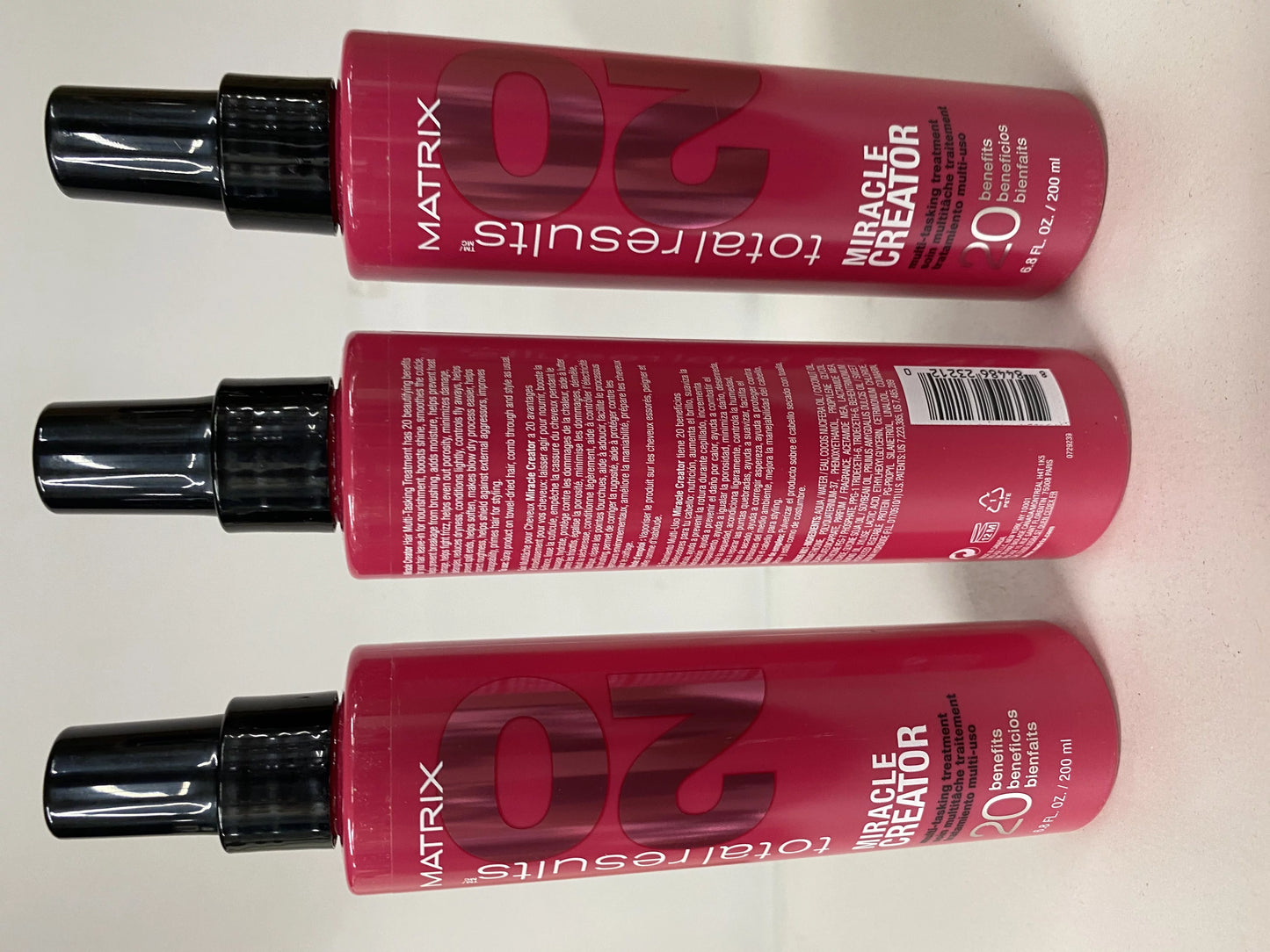 3 Pack MATRIX Total Results Miracle Creator Multi-Tasking Treatment | Ultimate Sizetrengthening Leave-In Treatment | Moisturizing Heat Protectant & Detangler Sizepray | For Damaged Hair