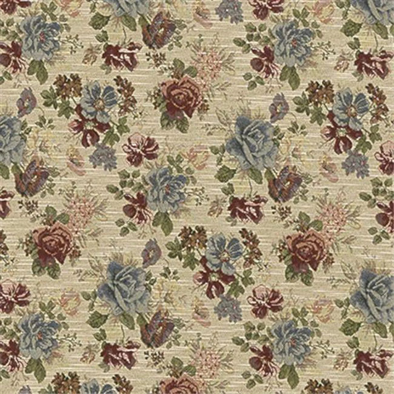 Designer Fabrics F900 54 in. Wide Green- Red And Blue- Floral Tapestry Upholstery Fabric