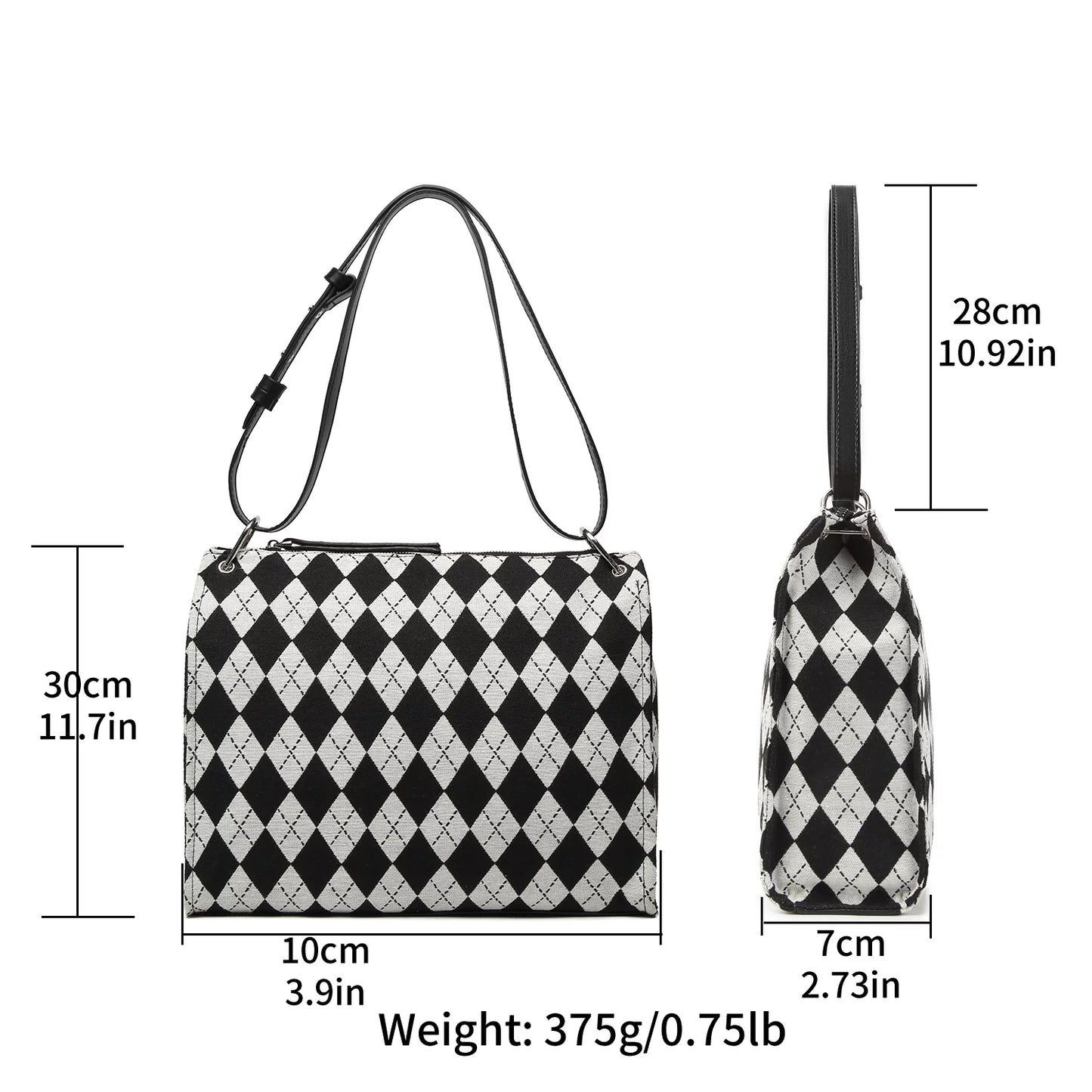 Black and off-white checkerboard pattern handbag Ladies Sizehoulder Bag clutch handbag