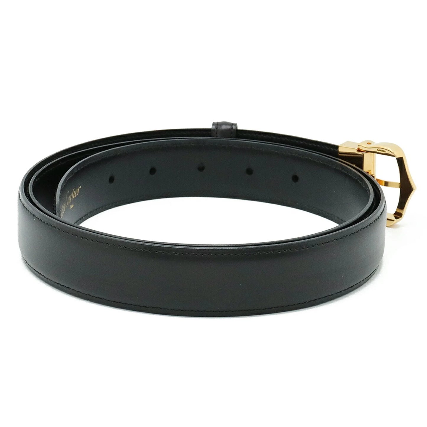 Pre-Owned Cartier Belt Leather Black Actual size approx. 109.5cm L5000011 (Like New)